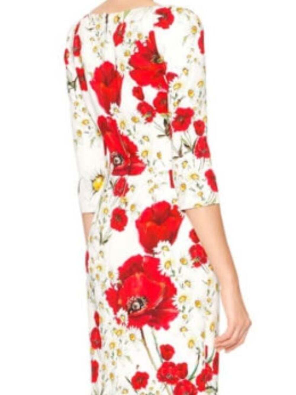 Dolce & Gabbana Open-Neck Poppy & Daisy Cady Sheath Dress IT 46/US 10/12 - Picture 2 of 7
